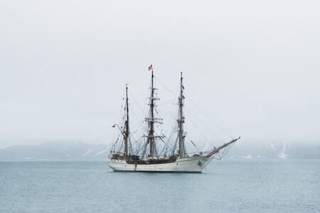 Bark Europa in Deception Island of Antarctica