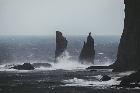 The sea stacks near the town Eiði on the Faroe Islands