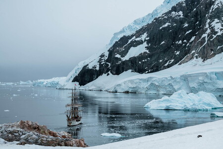 Bark Europa in Neko Harbor of Antarctica