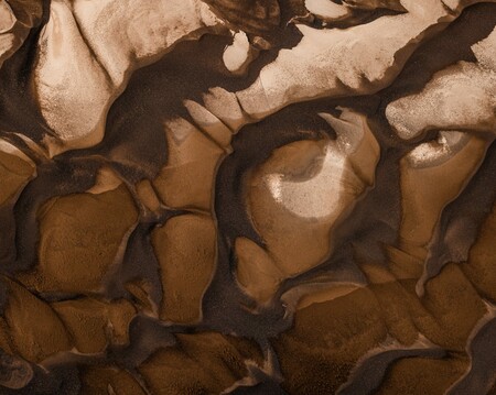 Abstract close up of sand in highlands of Iceland after heavy rainy days