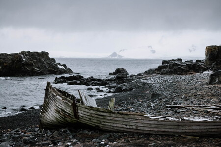 Old wooden ship wreck in Antarctica