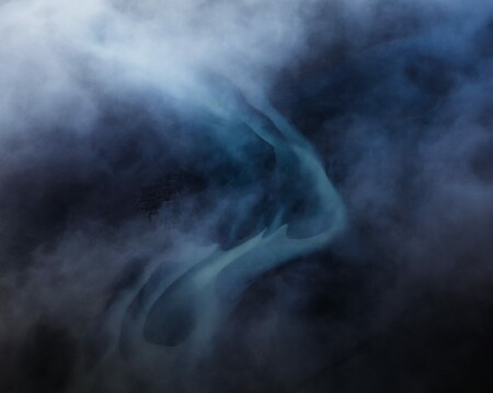 Abstract Aerial Photography of Glacier River in Iceland