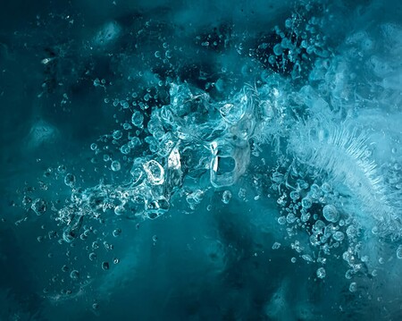 Air bubbles trapped within the glacial ice of Breiðamerkurjökull glacier in Iceland