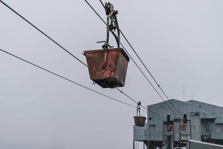 The old coal cableway terminal (locally known as Taubanesentrale) in Longyearbyen