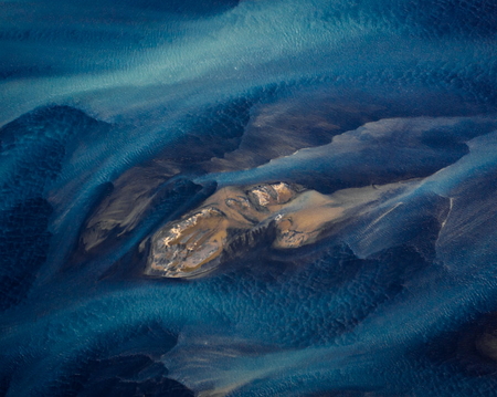 Aerial photography of Holsa river on the south coast of Iceland