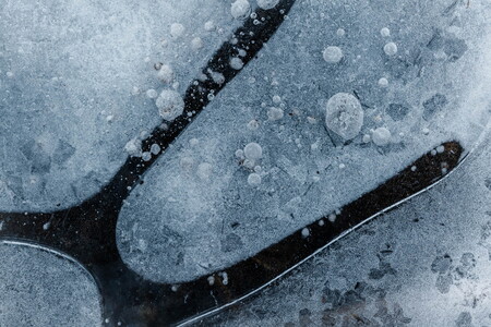 Frozen Puddle with Air Bubbles