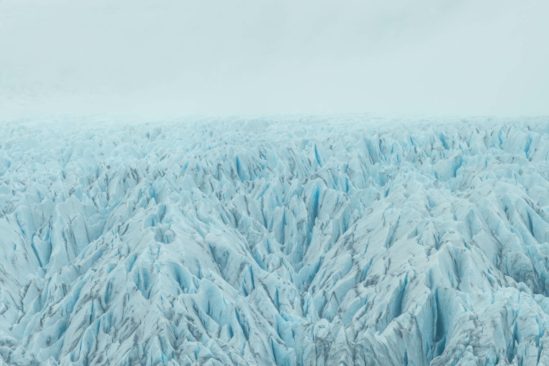 Fjallsjökull glacier in Iceland during a foggy day