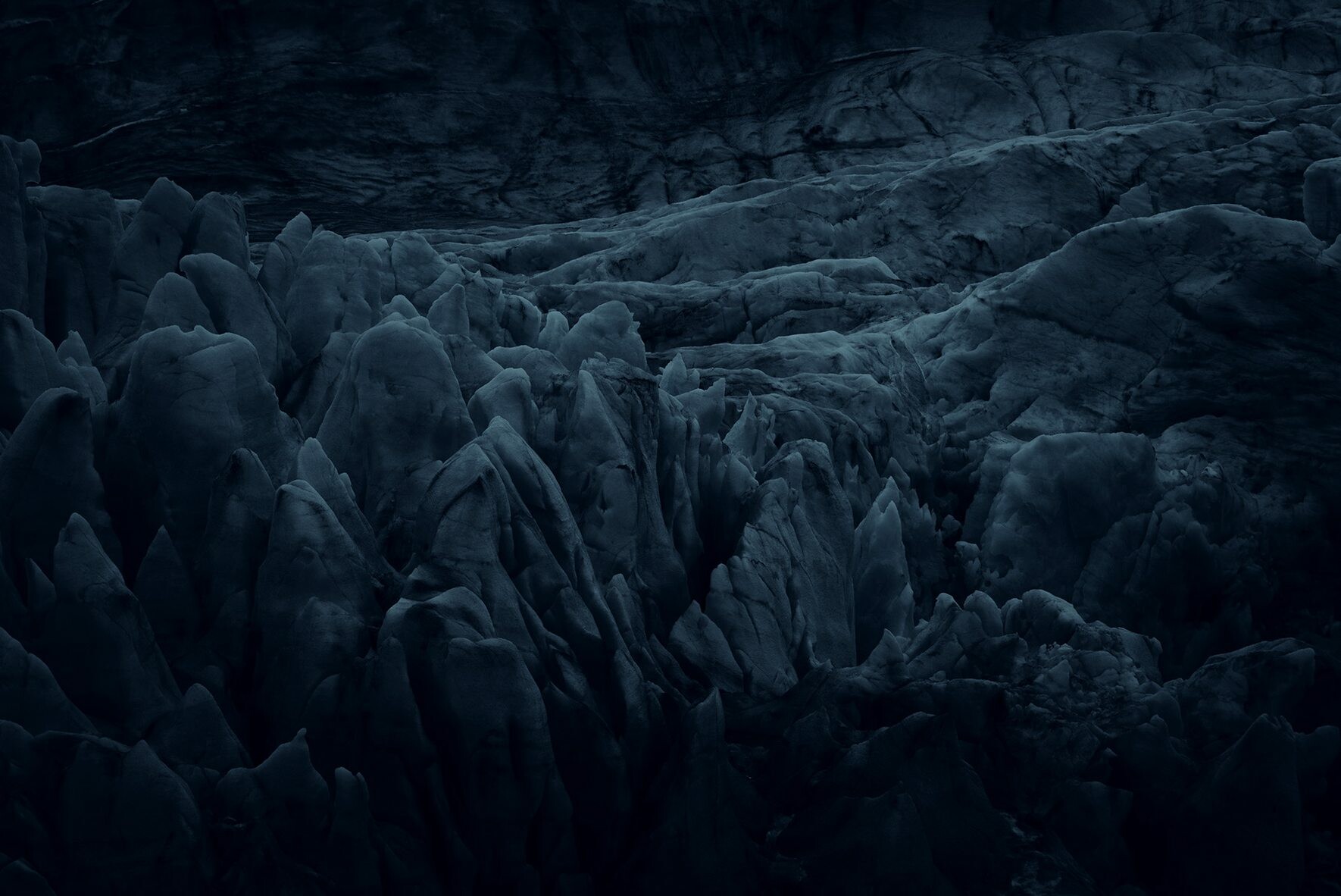 Glacier ice at night