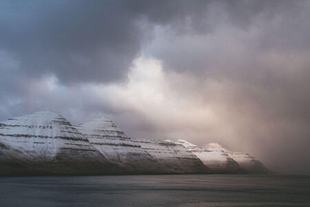 Snowy mountains on the Faroe Islands (Kalsoy)