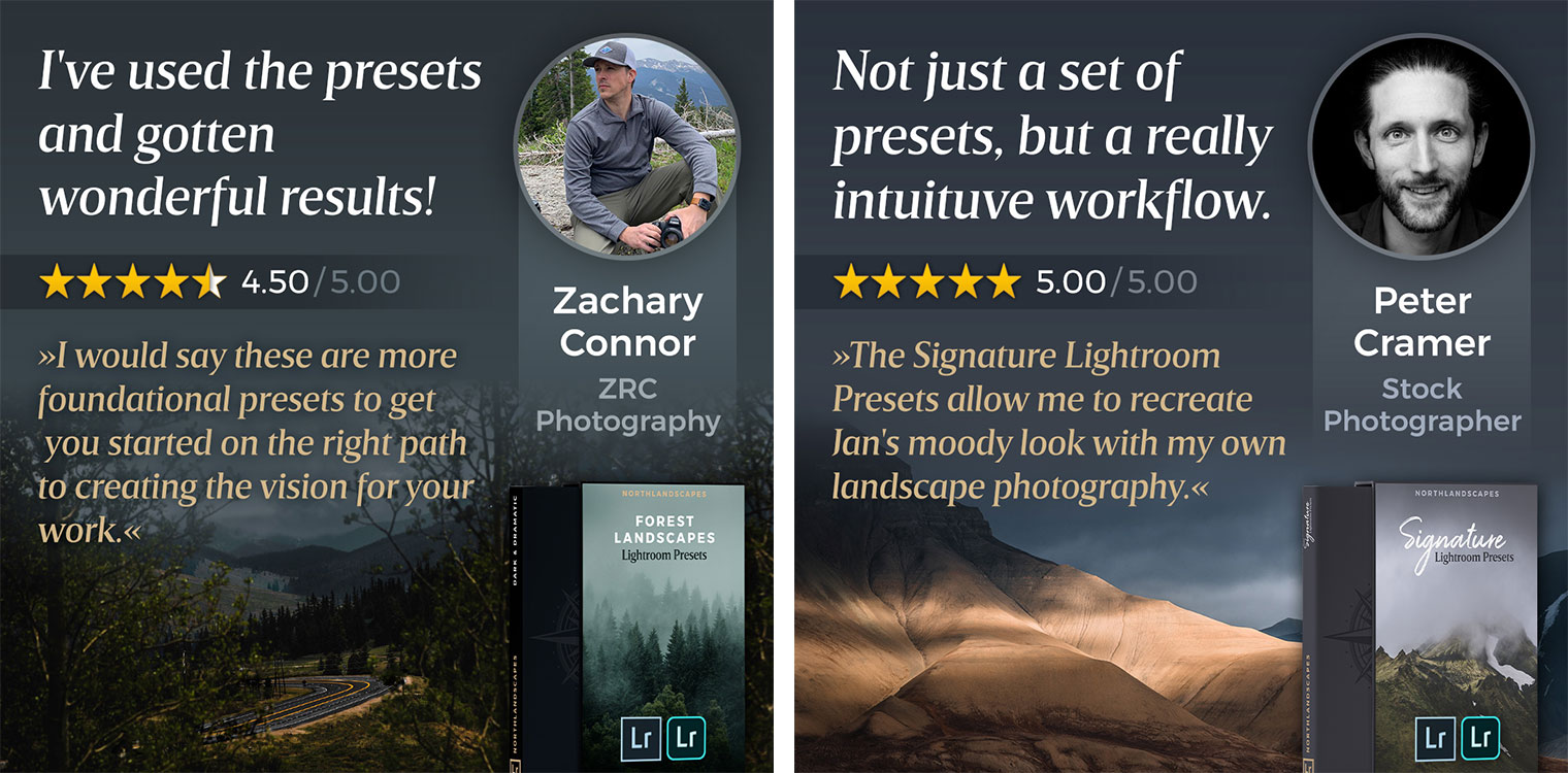 Testimonials of Northlandscapes Lightroom Presets