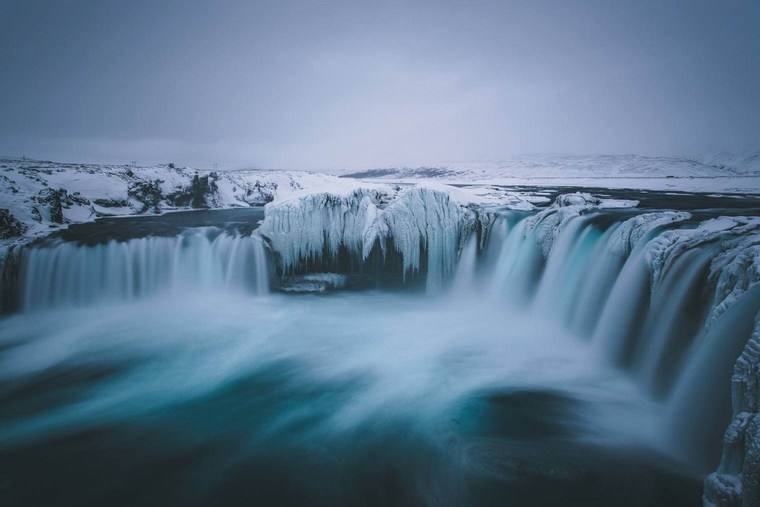 Godafoss Waterfall in Winter