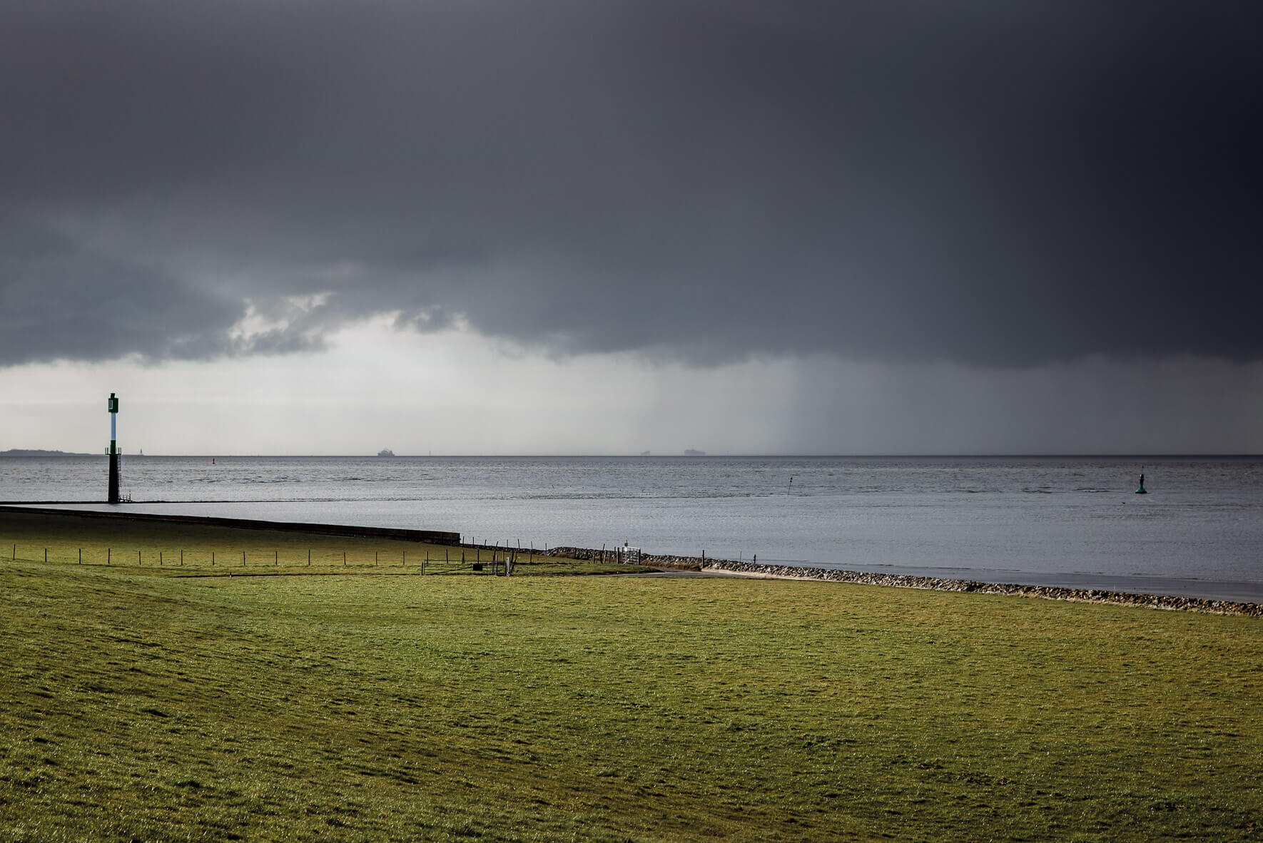 Dark rain clouds over the North Sea