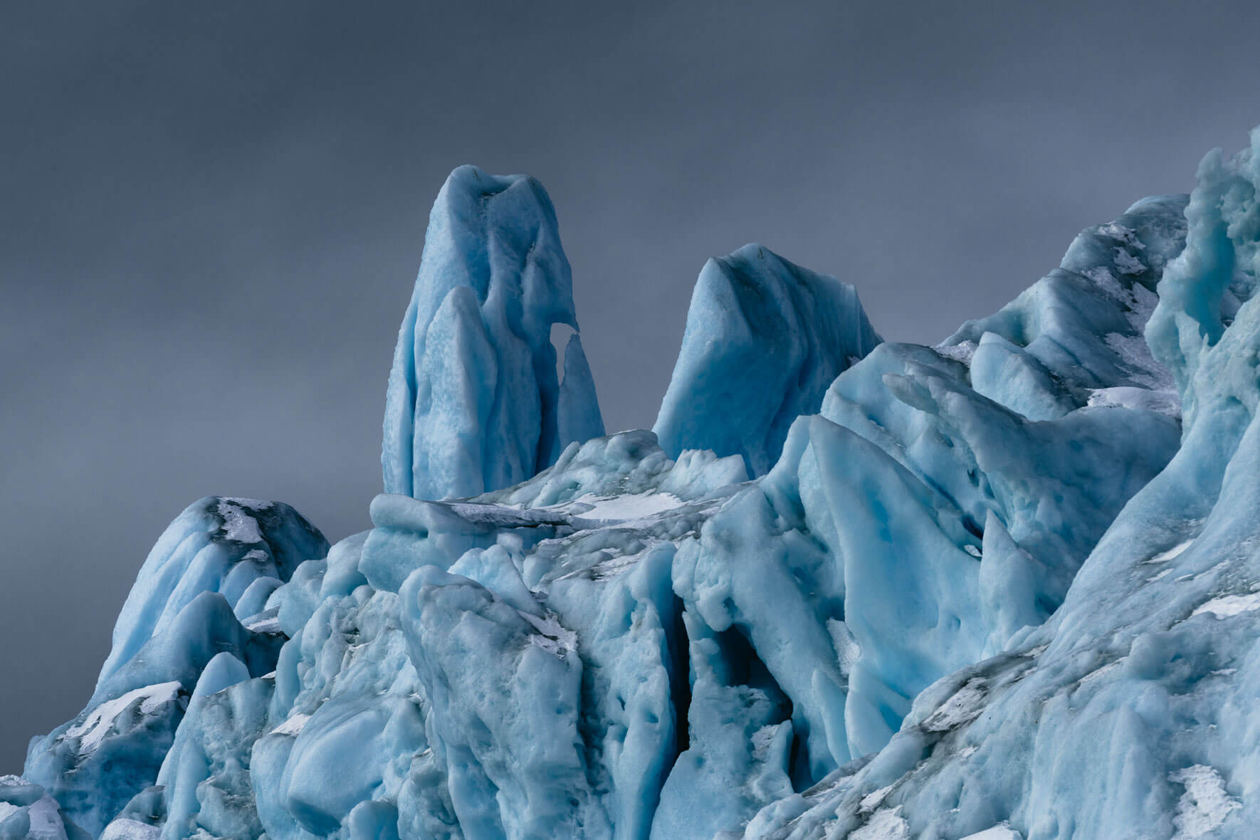 Blue icebergs in the Disko Bay of Greenland