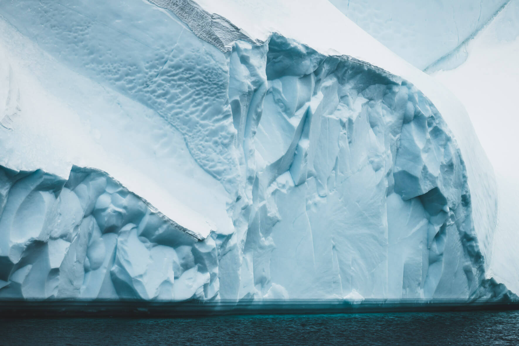 Wall of ice in the Ilulissat Icefjord on the west coast of Greenland