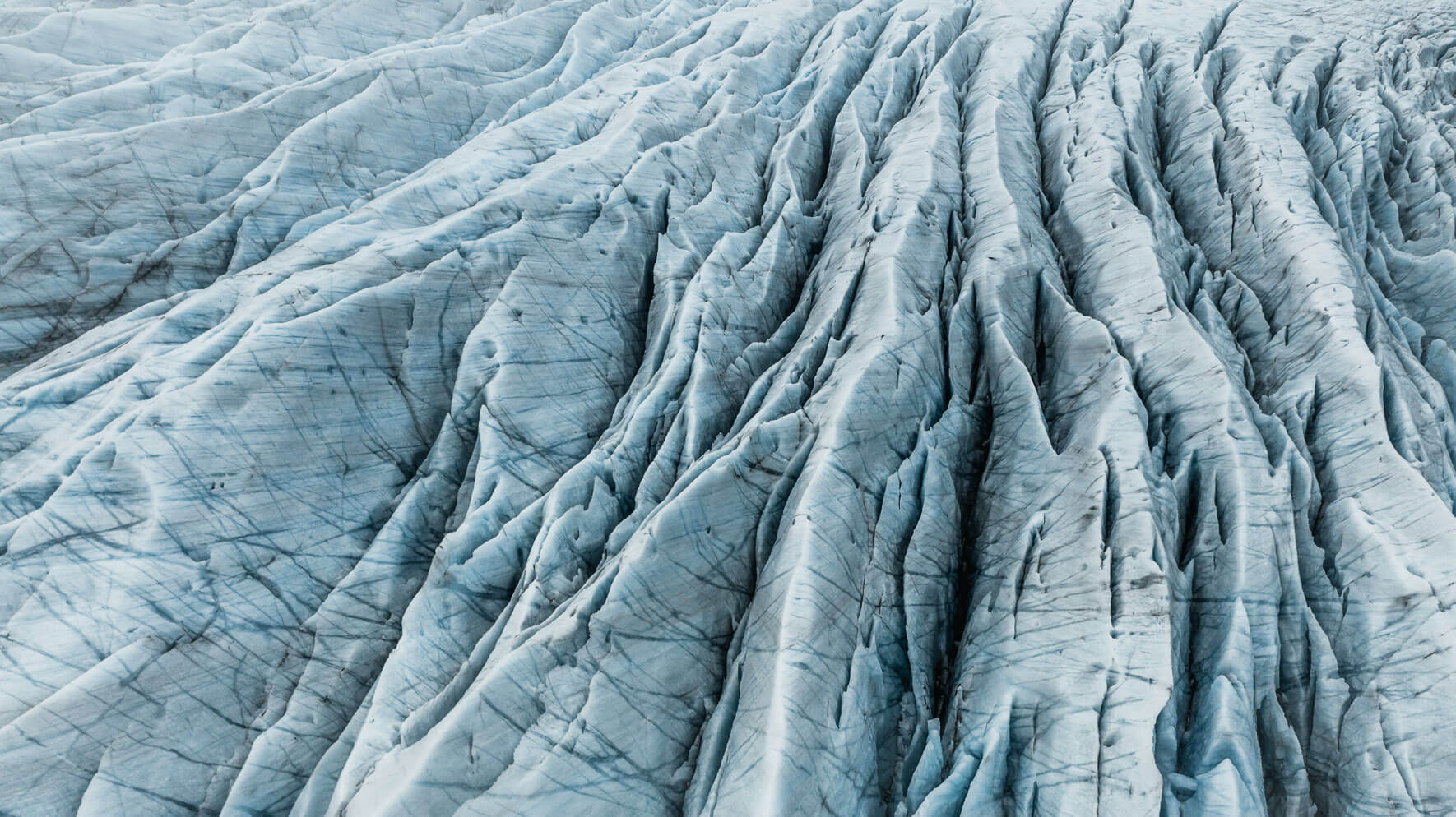 Aerial view of Svinafellsjökull glacier in Iceland