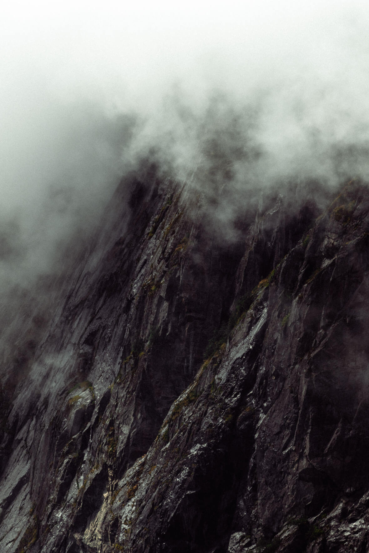 Mountain Landscape with Clouds in Fjord Norway