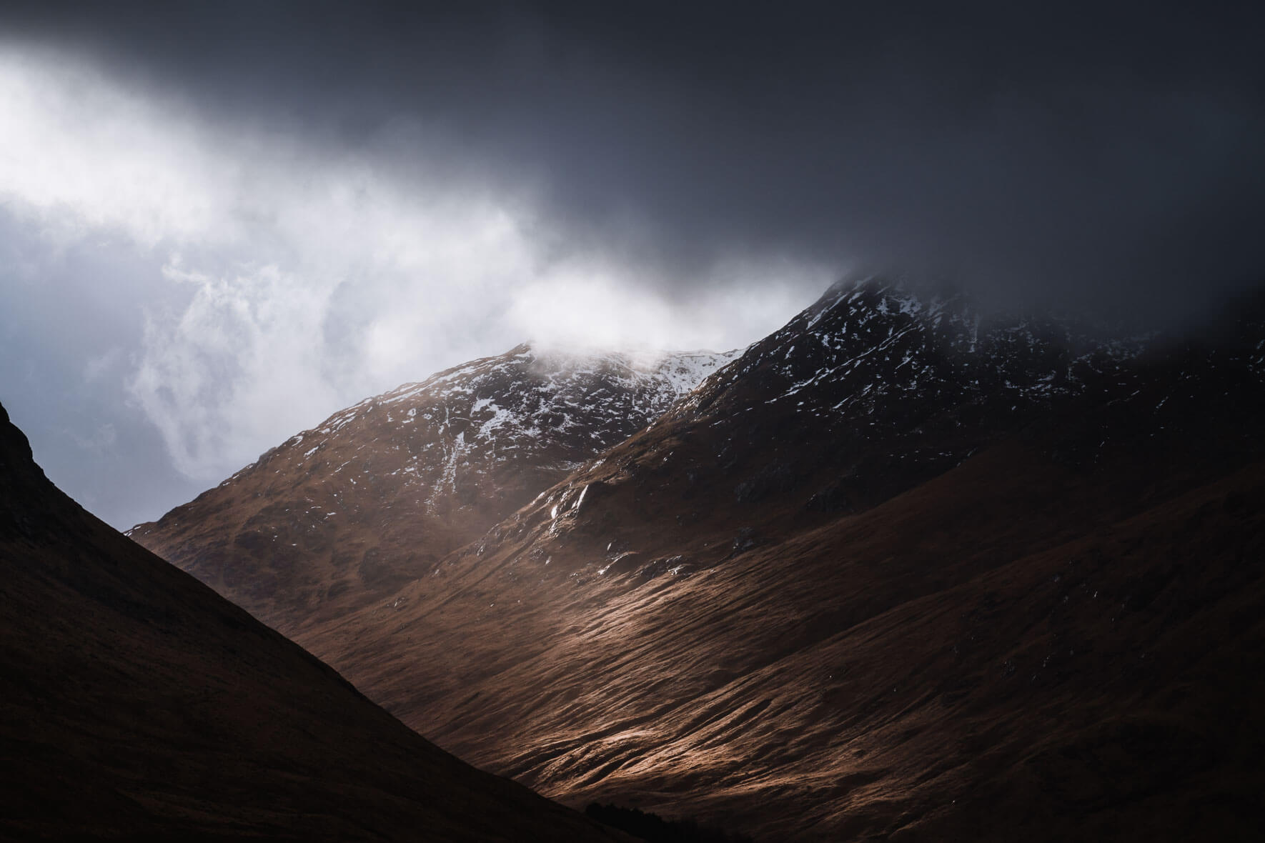 Dark clouds over Glen Etive in Scotland by Northlandscapes, Jan Erik Waider