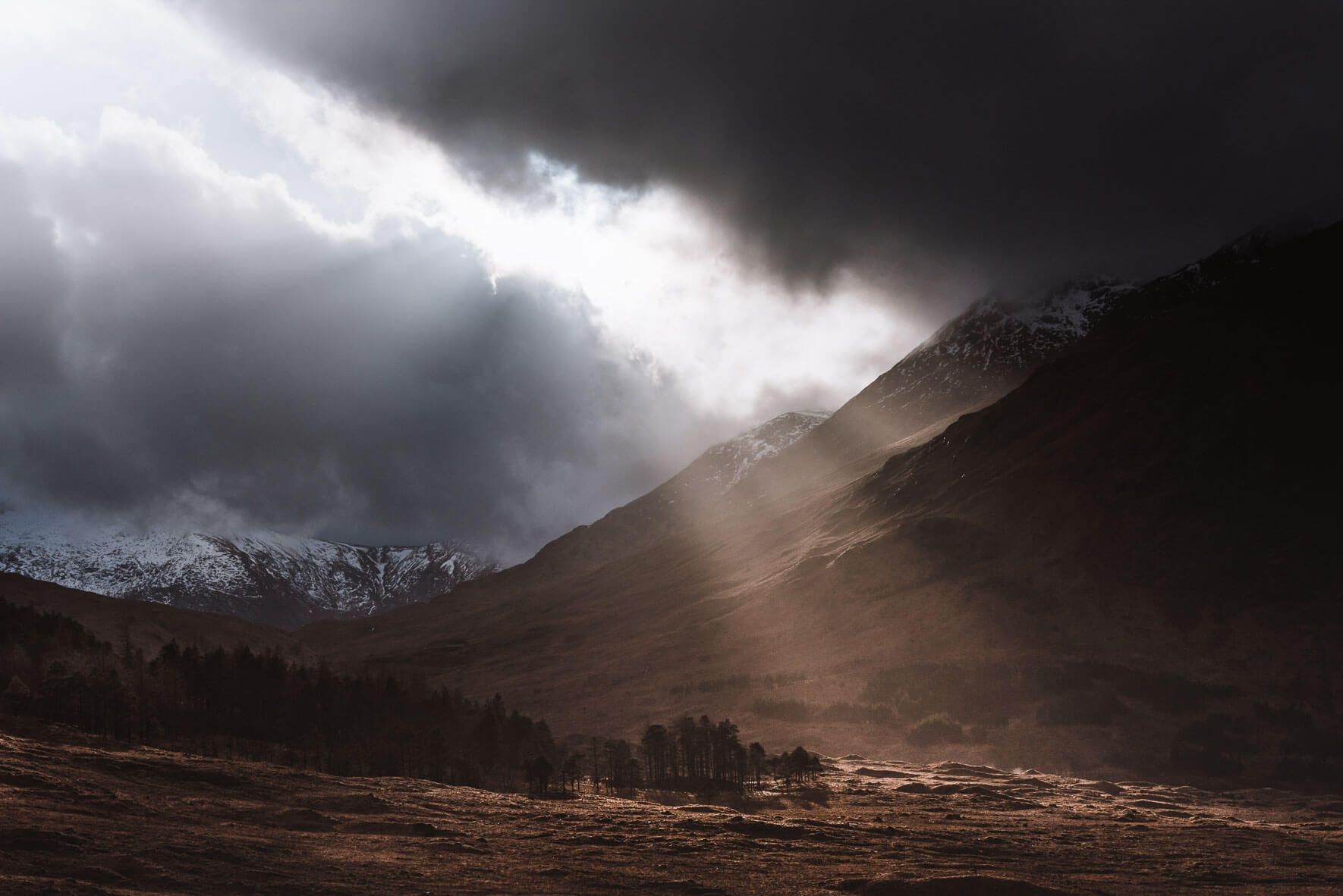 Dark clouds over Glen Etive (Skyfall) in Scotland by Northlandscapes