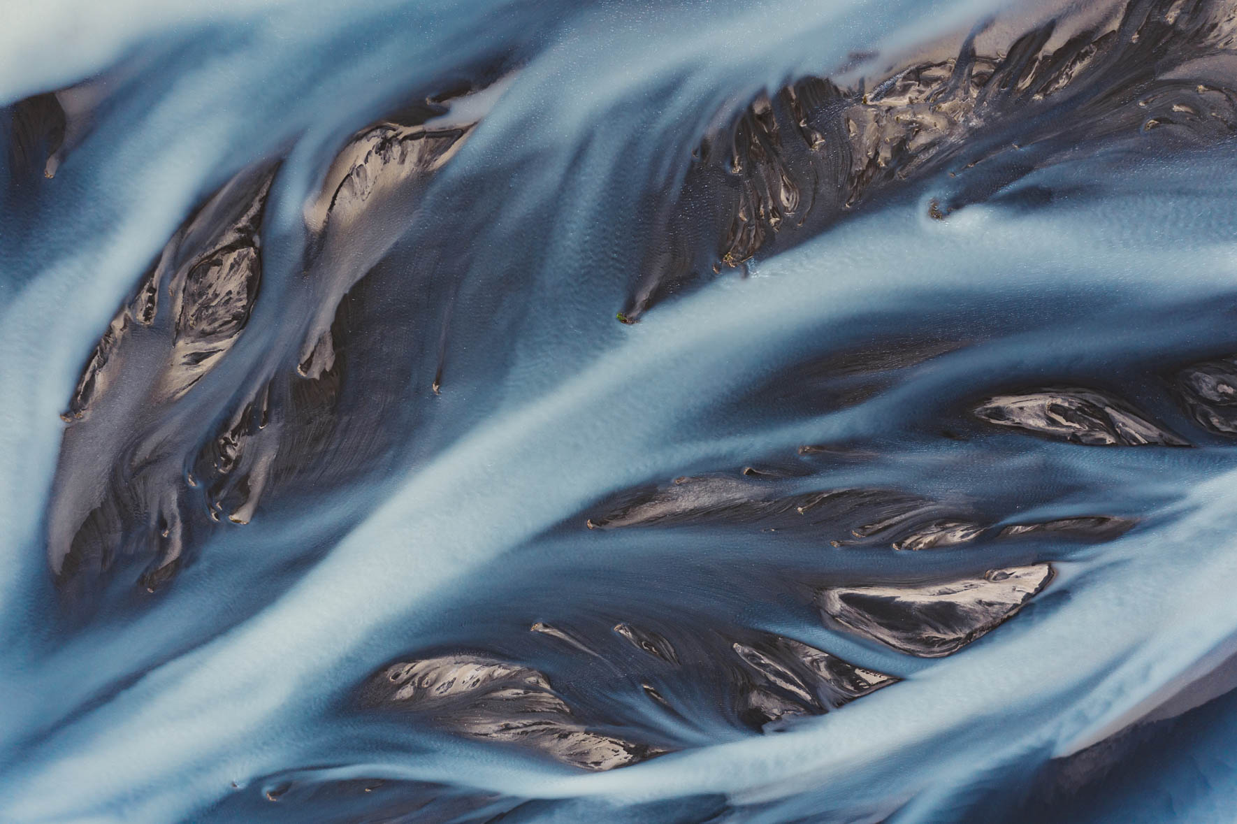 Abstract Aerial Photography of Glacier Rivers in Iceland