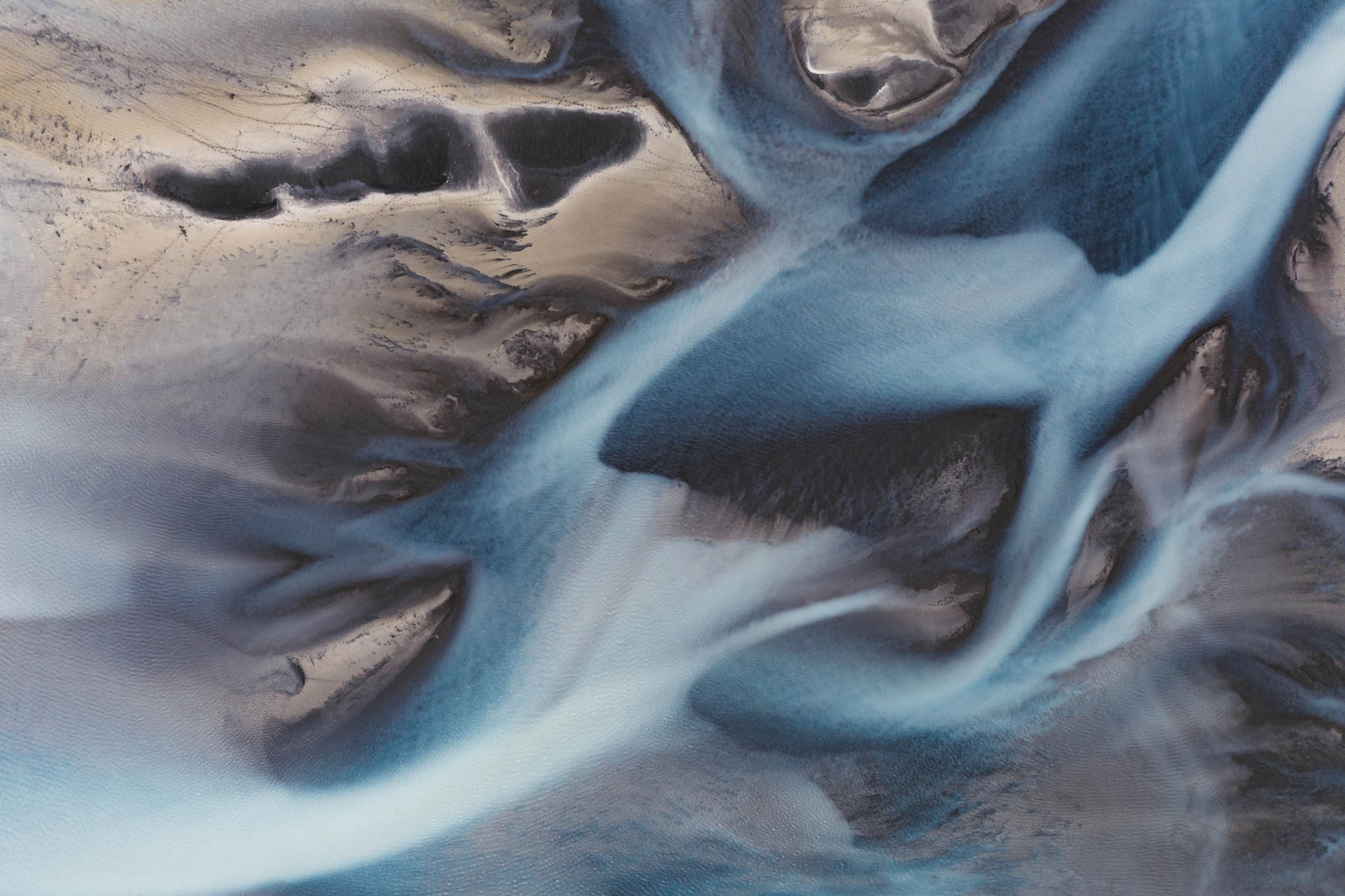 Aerial View of Glacier River in Iceland