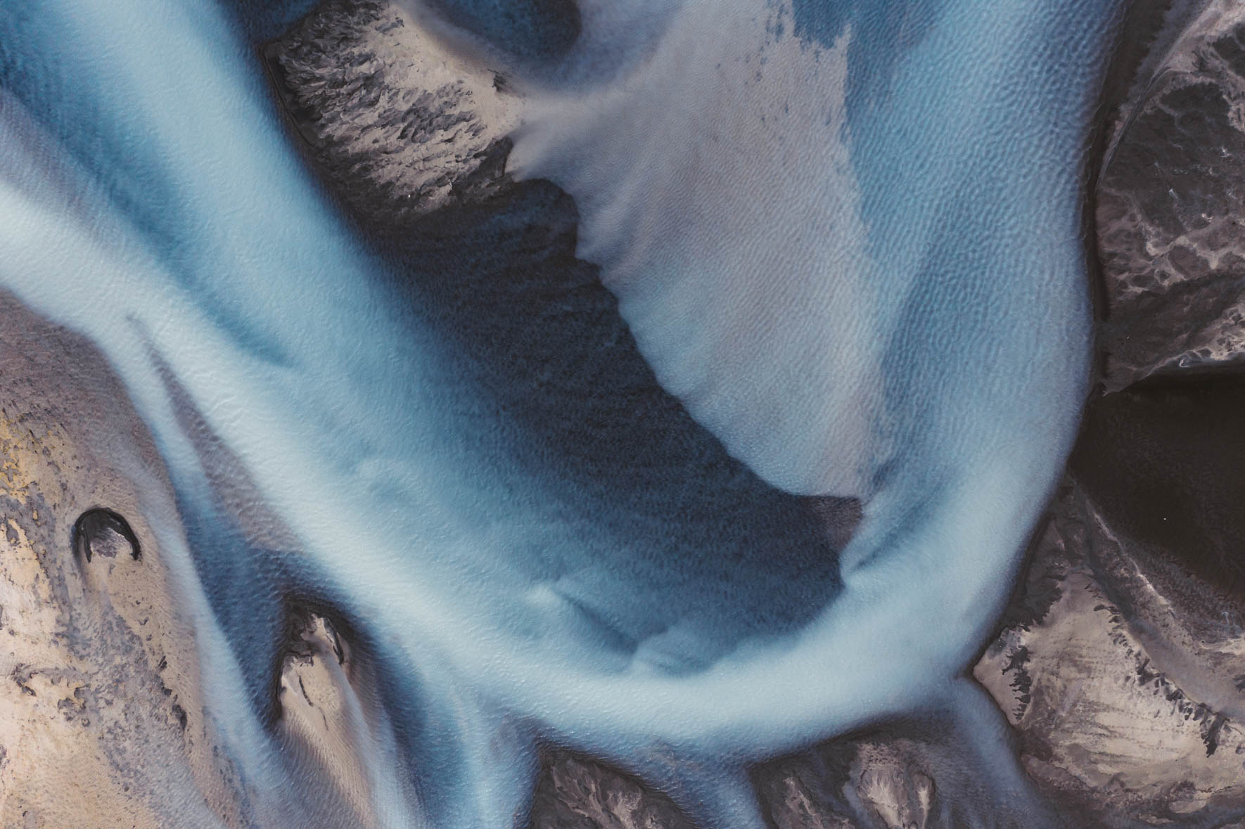 Aerial View of Glacier River in the Highlands of Iceland