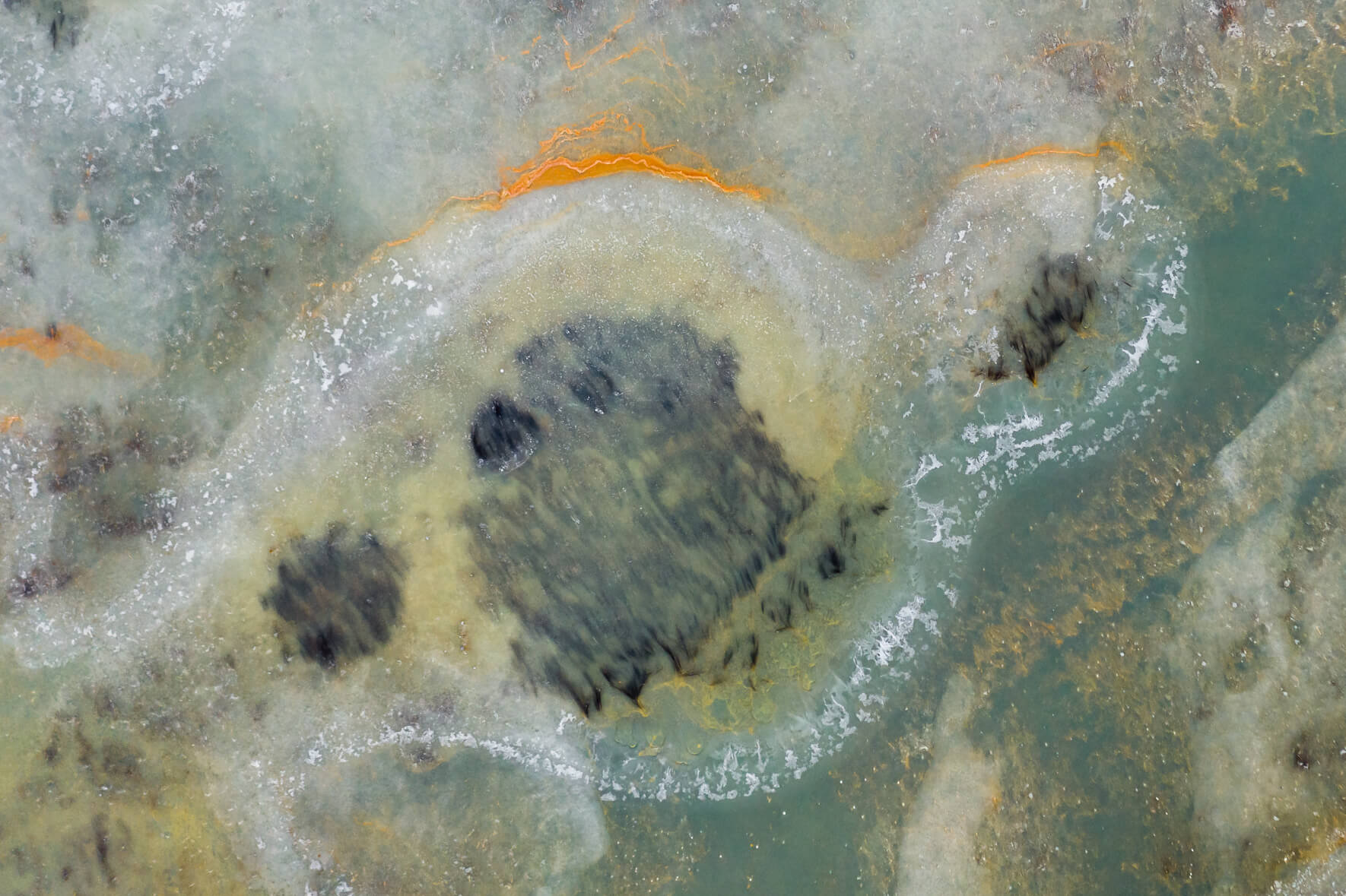 Aerial Photography of Frozen Swampland in Iceland