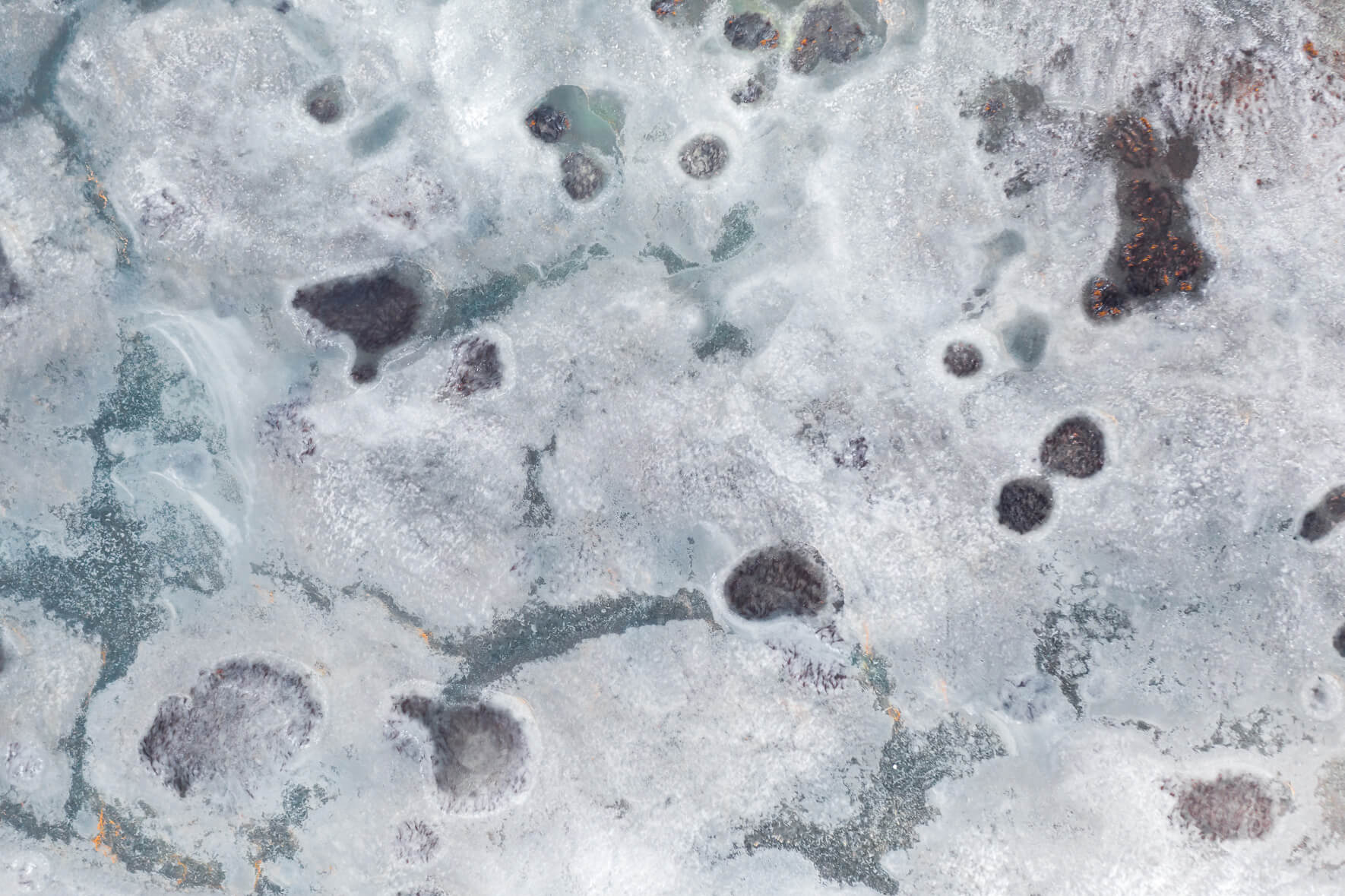 Winter Aerial Photography of Frozen Fields in Iceland