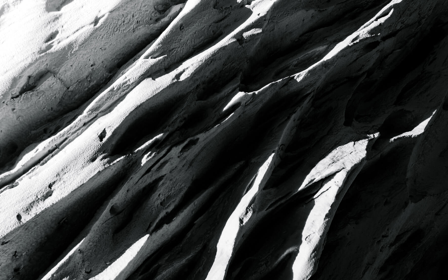 Glacial landscape of Norway in black and white