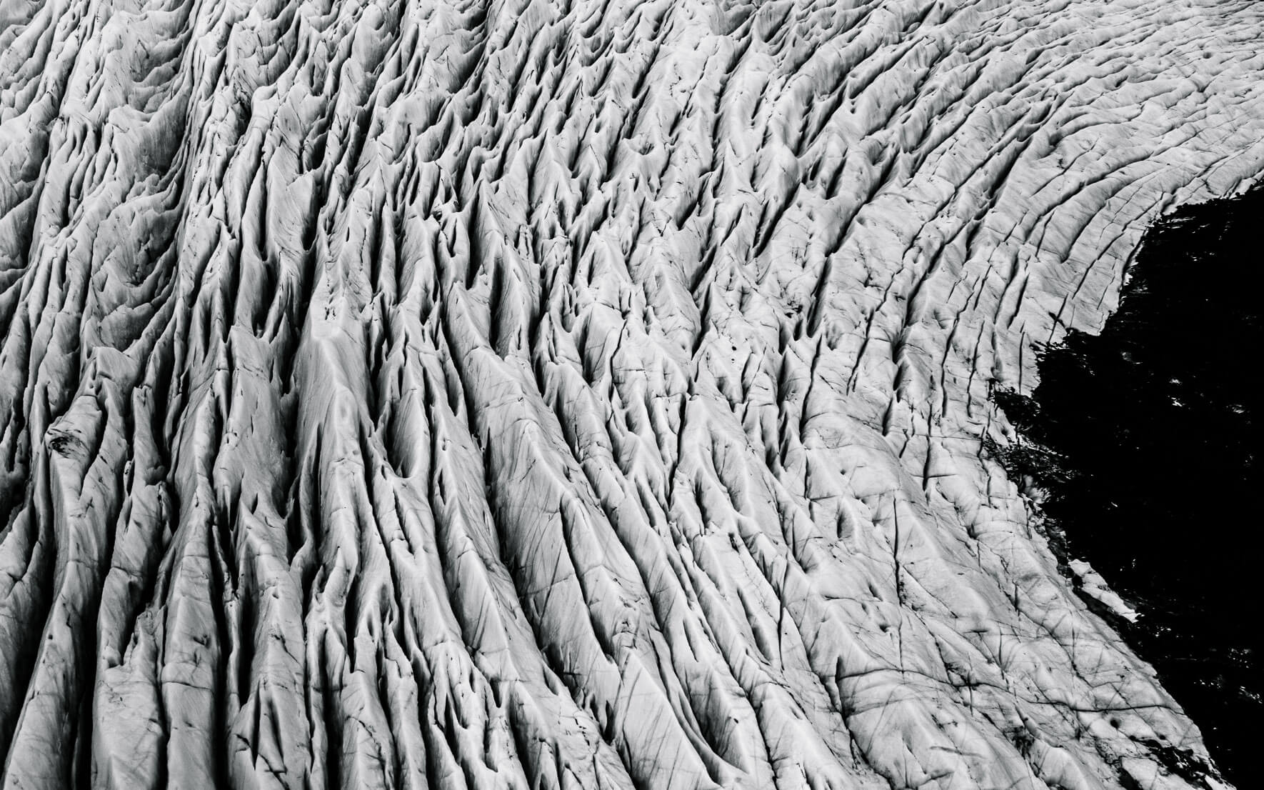 Aerial view of Svínafellsjökull glacier in Iceland