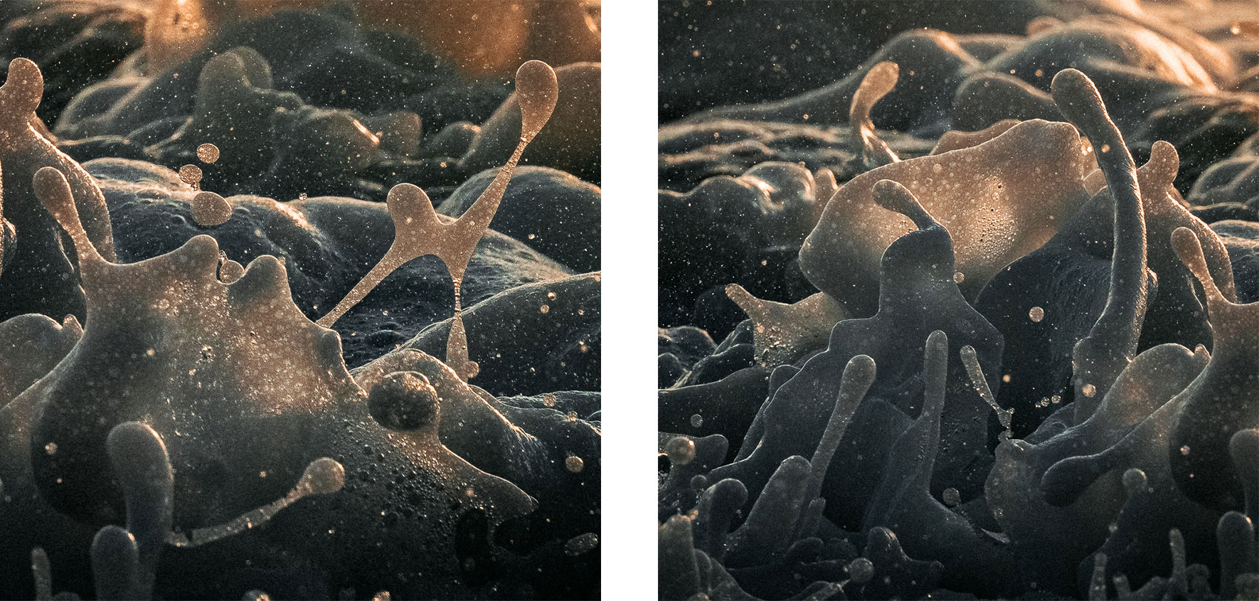 Close-ups of Splashing Waves on Black Sand Beach of Vík, Iceland