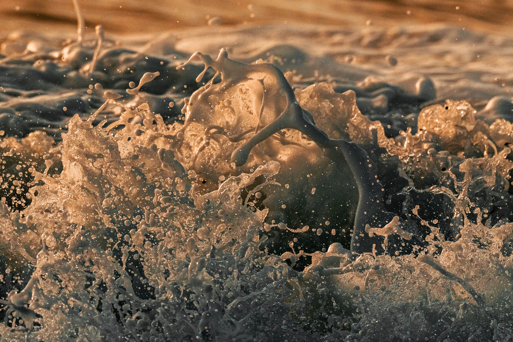 Abstract Close-ups of Waves during Sunset