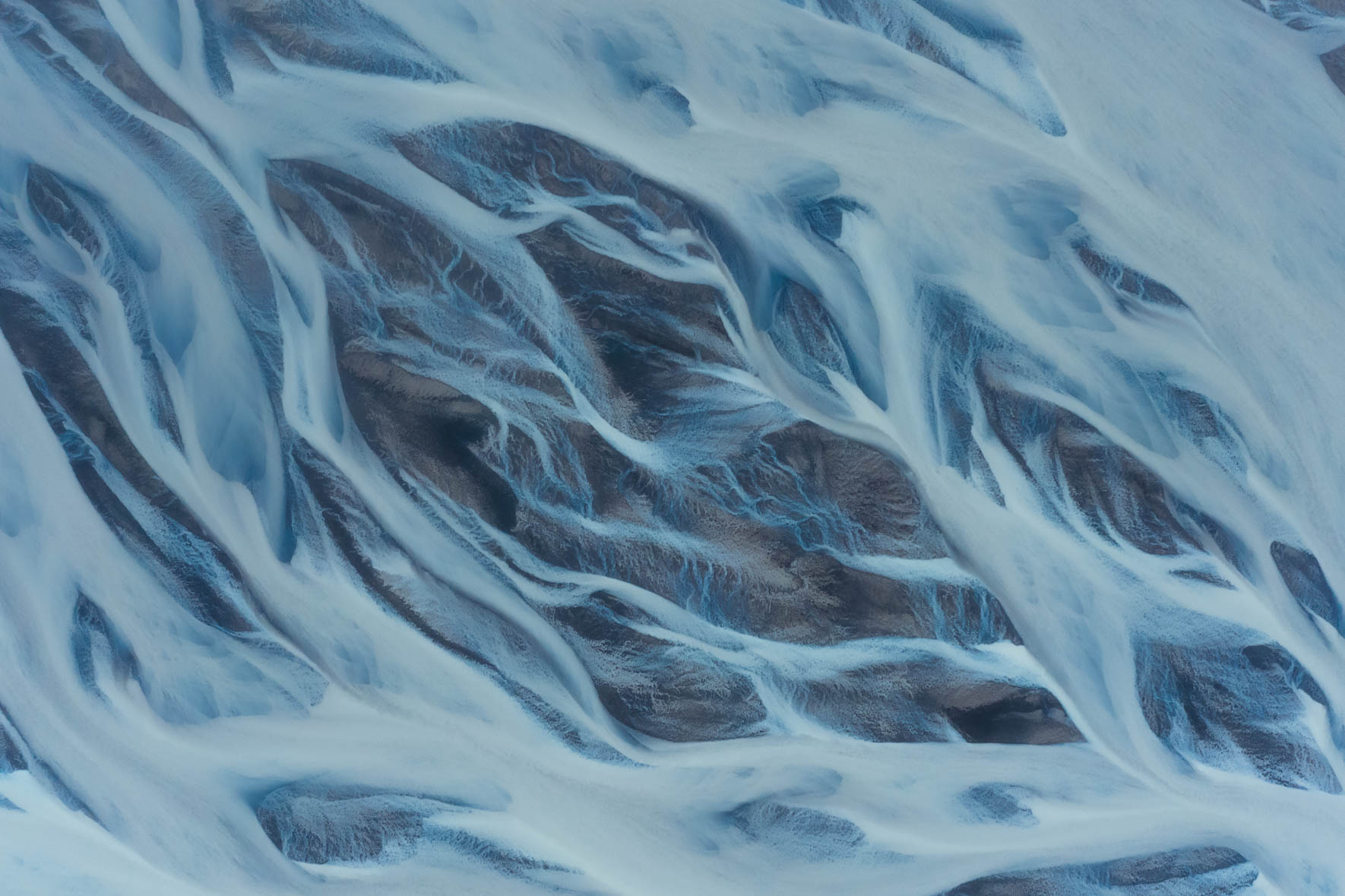 Aerial Photography of Glacier Rivers in Iceland