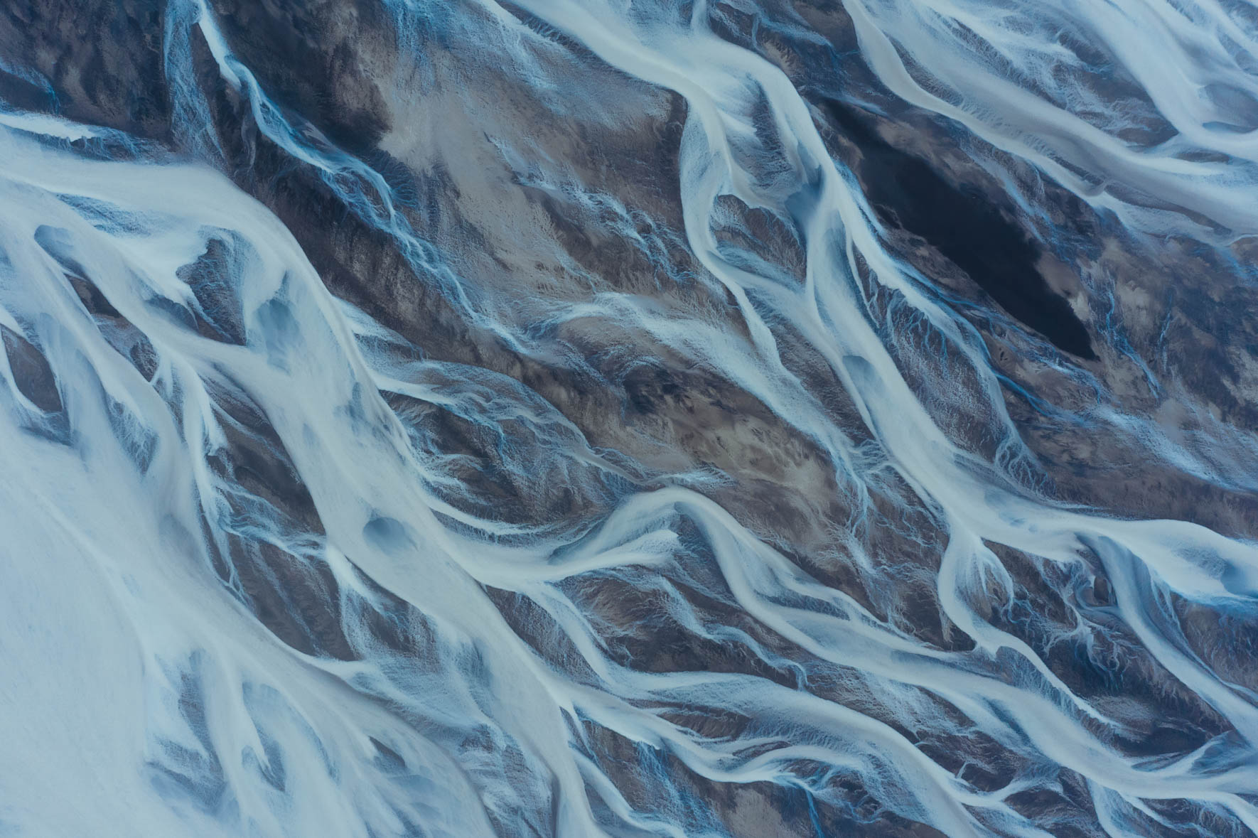 Aerial Photography of Glacier River in South Iceland