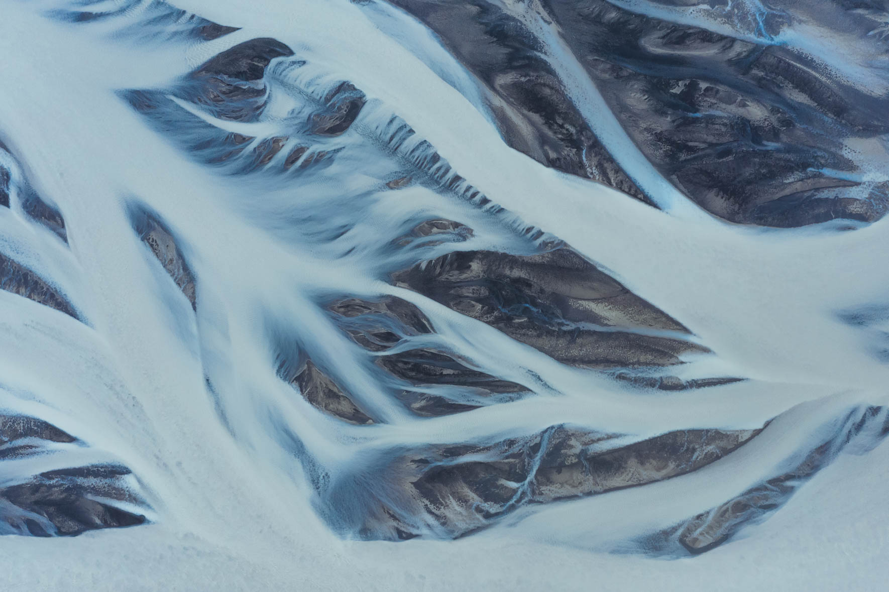 Aerial Photography of Glacier River in South Iceland