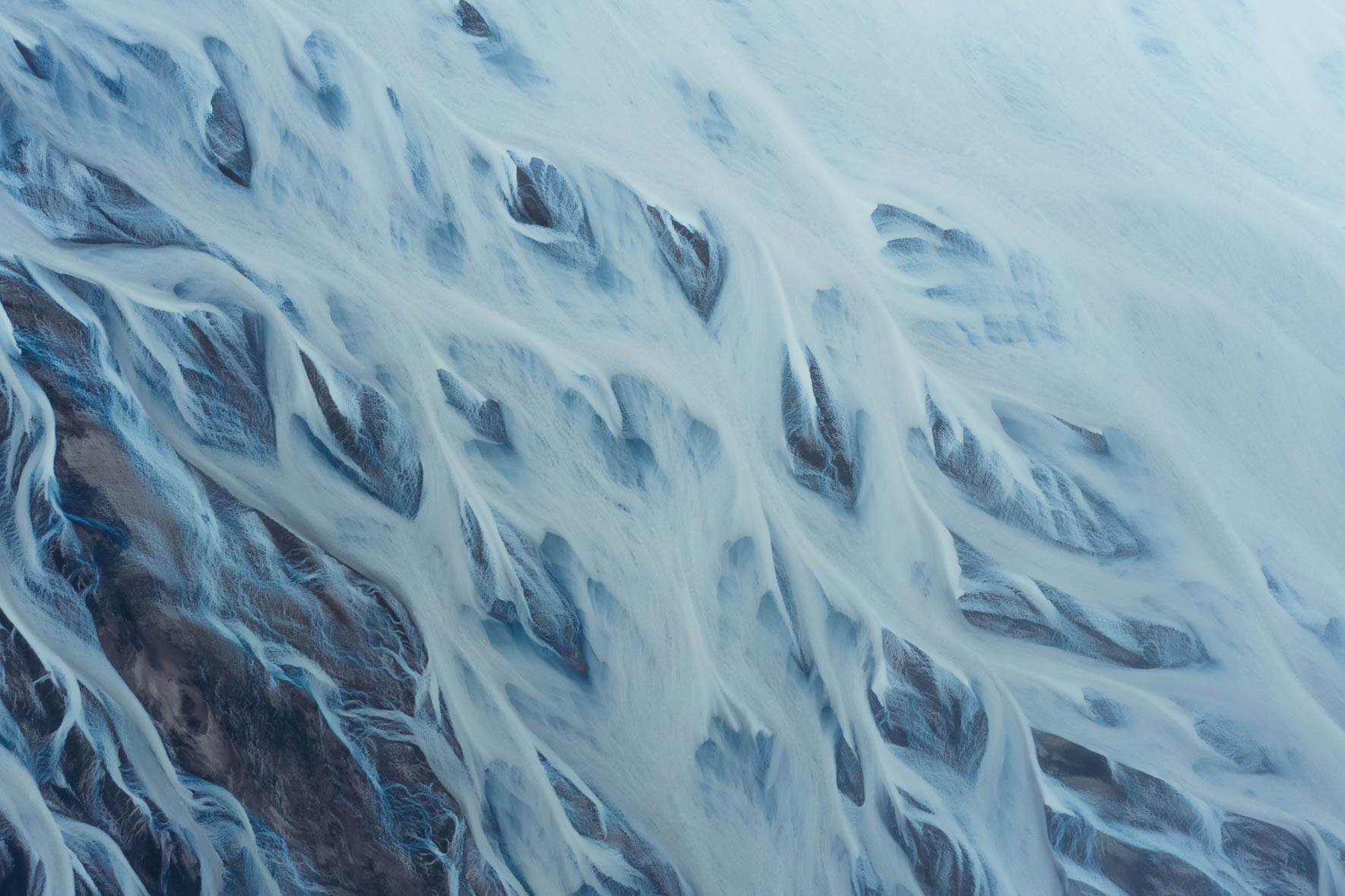 Aerial Photography of Blue Glacier River in Iceland