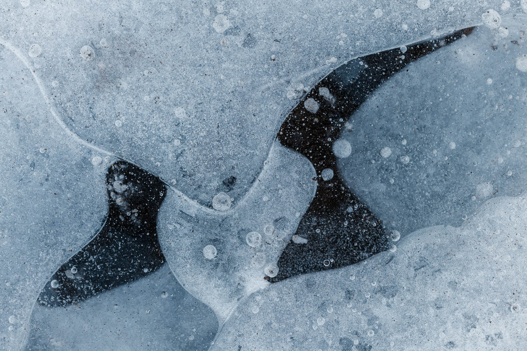 Abstract Winter Macro Photography of Ice and Snow