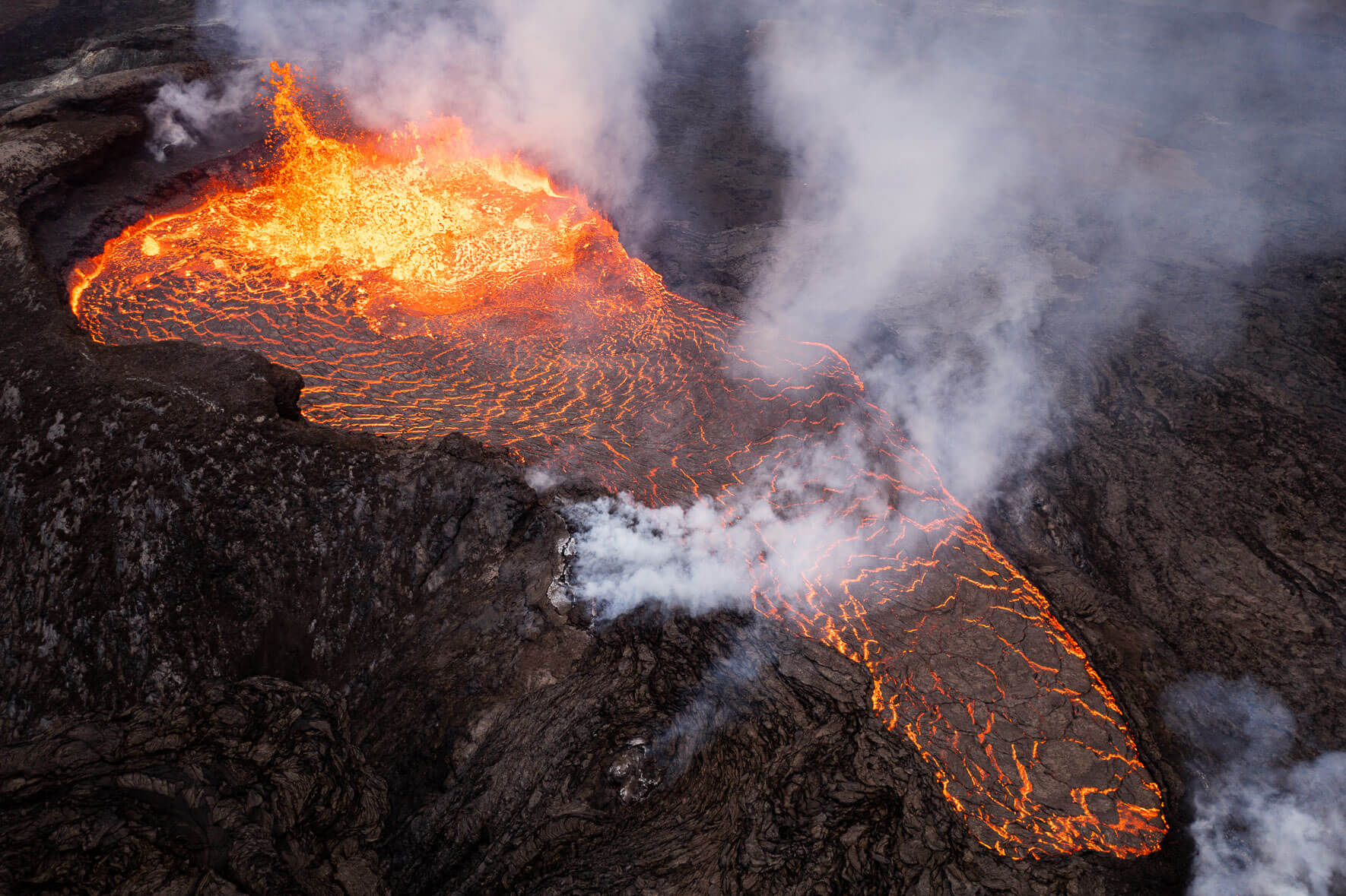 The crater of the eruption at Fagradalsfjall Mountain in Iceland (July, 2021)