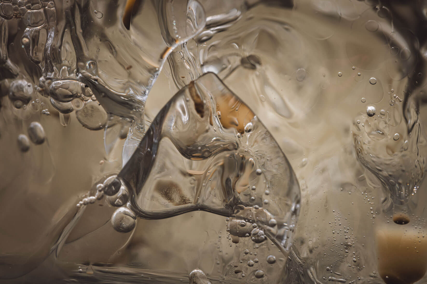 Abstract macro photography of glacial in Iceland with air pockets