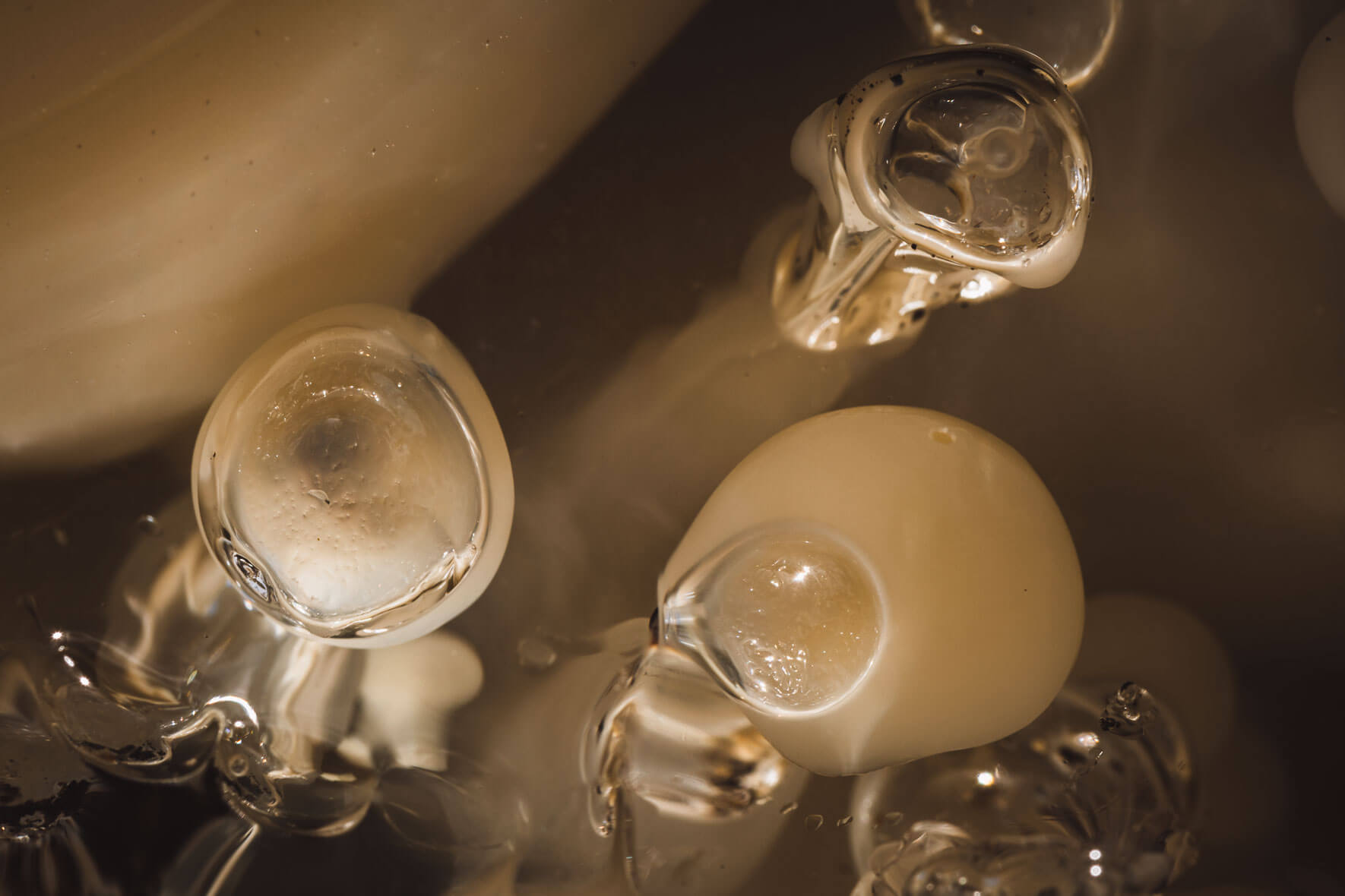 Abstract macro photography of glacial ice of Vatnajökull glacier in Iceland with air inclusions