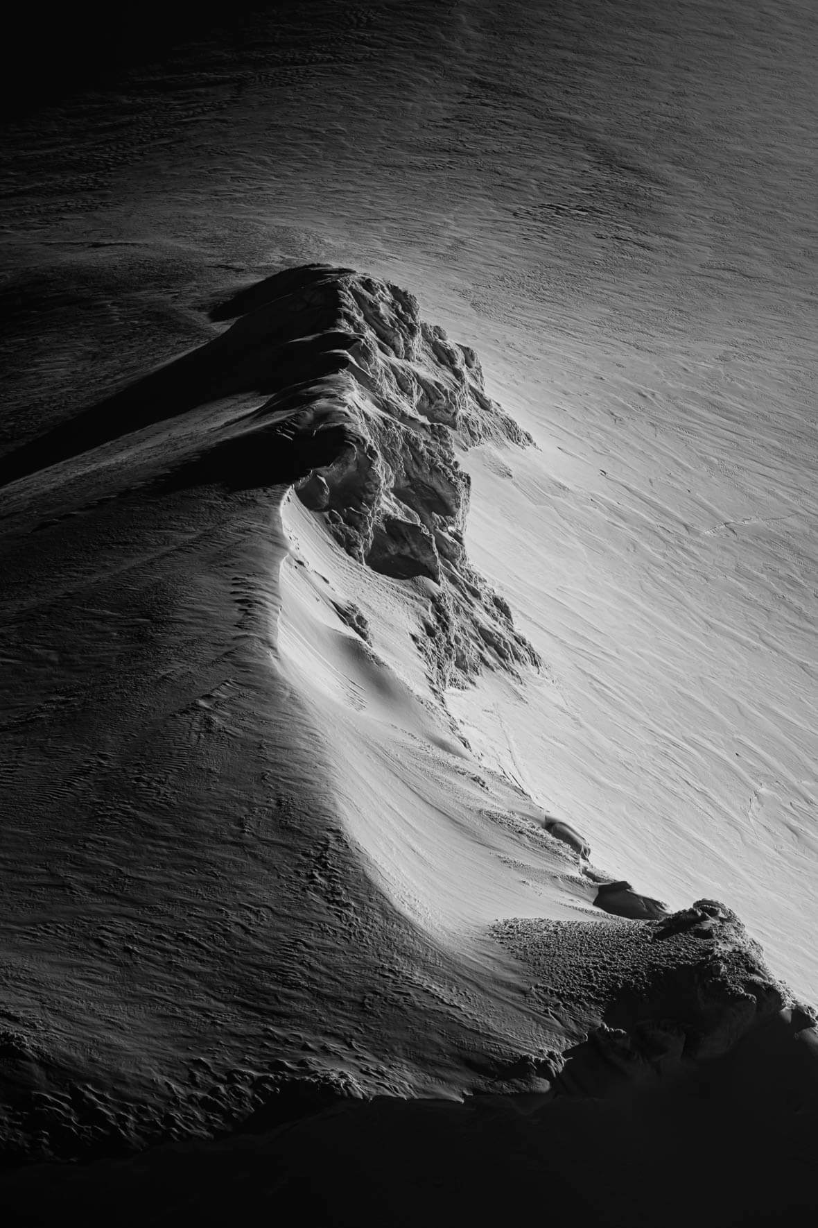 Black and white photograph of Mýrdalsjökull summit in Iceland