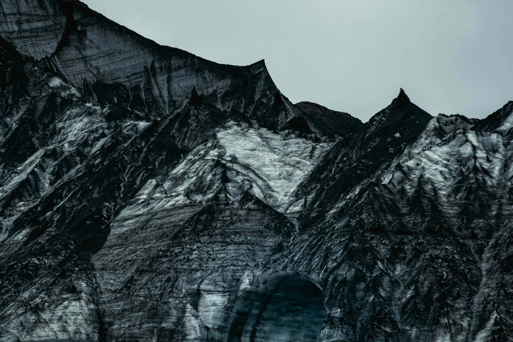 Sand and ash covered ice of Kötlujökull (Katla), an outlet glacier of Mýrdalsjökull in Iceland