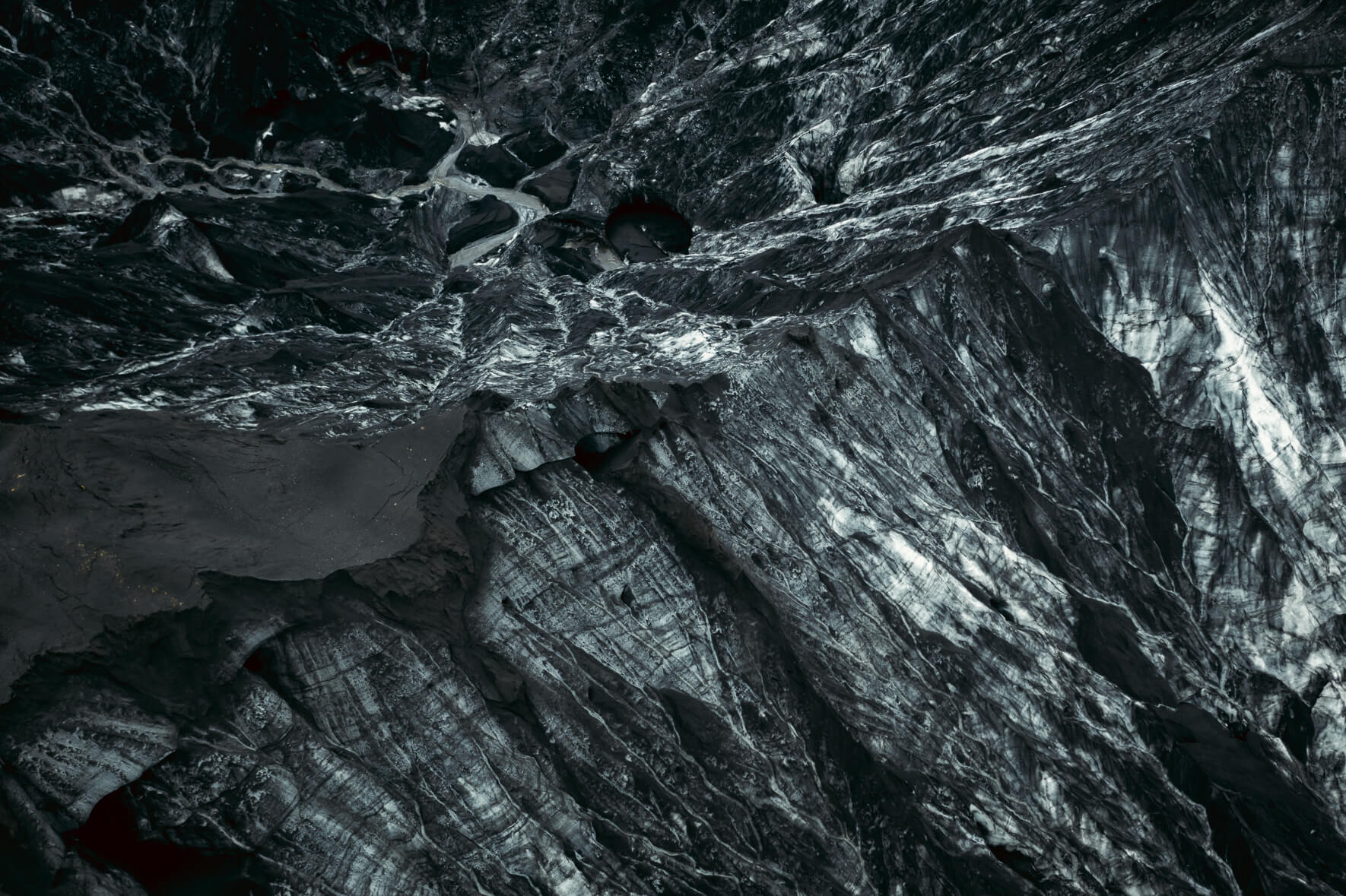 Sand and ash covered ice of Kötlujökull (Katla), an outlet glacier of Mýrdalsjökull in Iceland