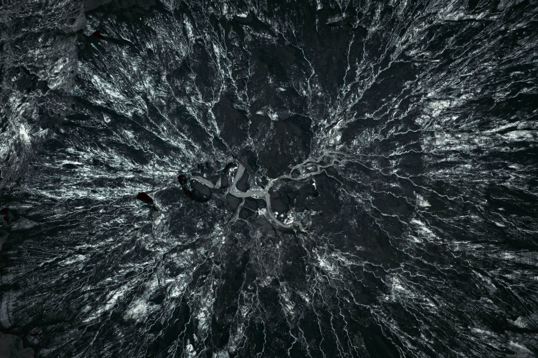 Abstract aerial photograph of Kötlujökull, an outlet glacier of Mýrdalsjökull in Iceland