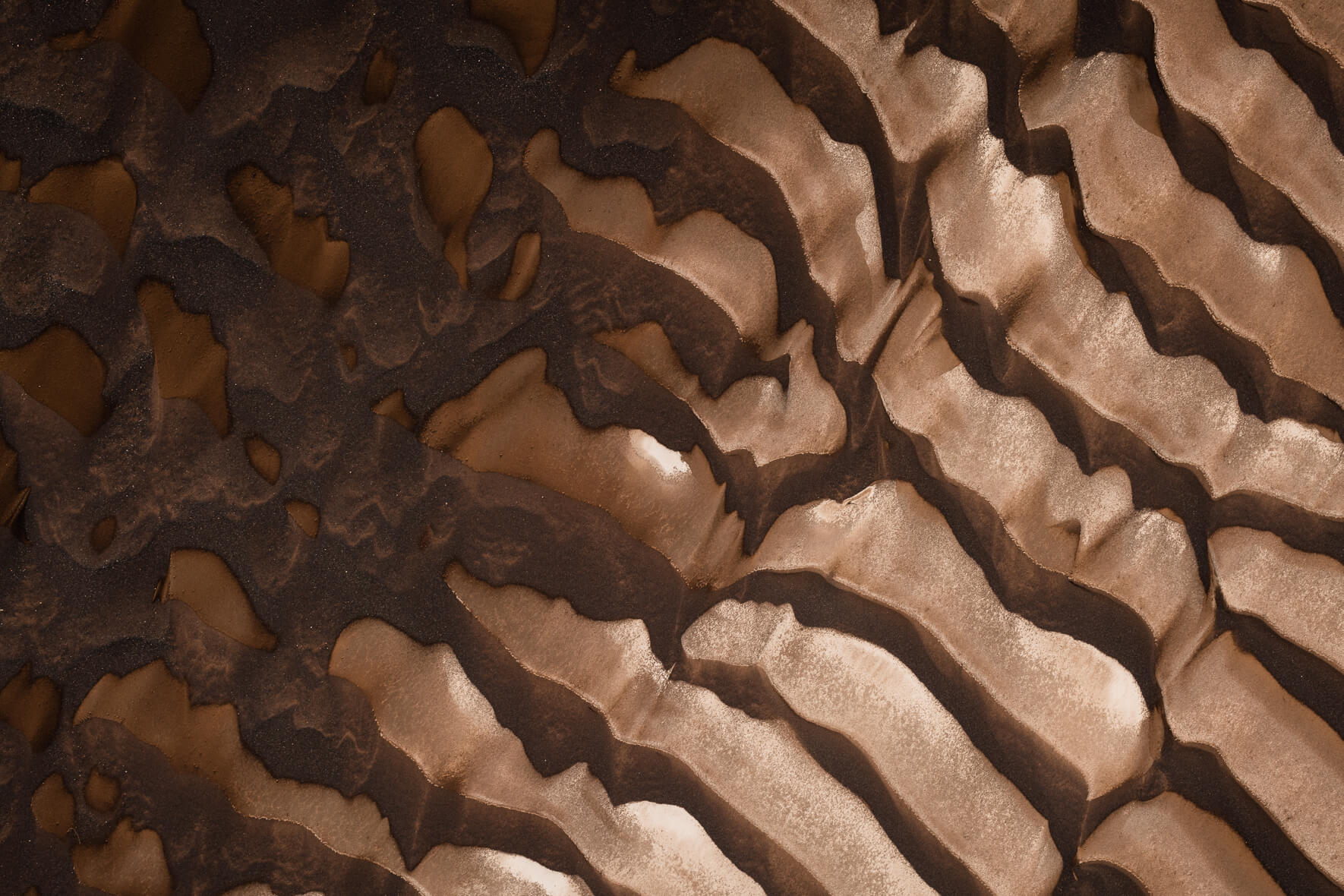 Close up of sand in highlands of Iceland after heavy rainy days