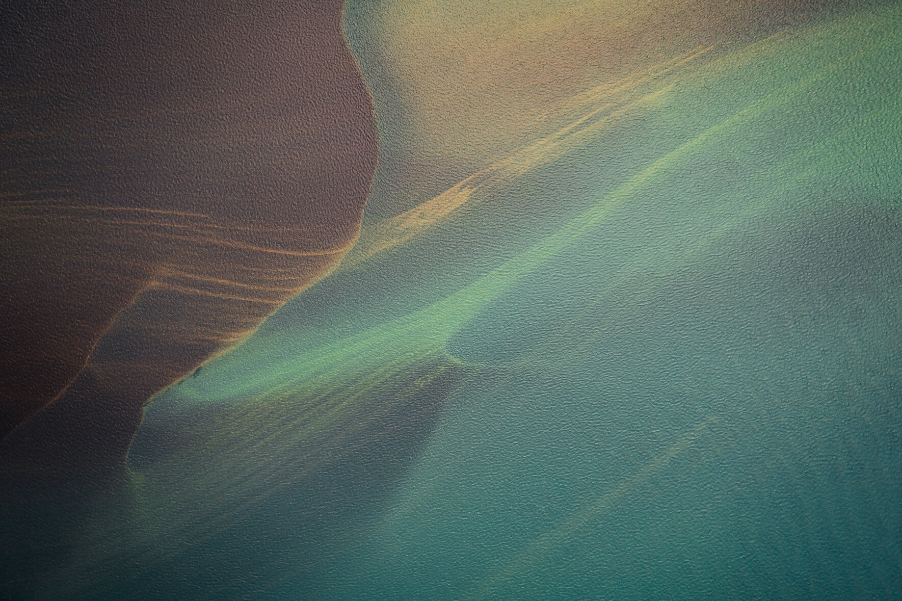 Abstract aerial photograph of a glacial river in Iceland