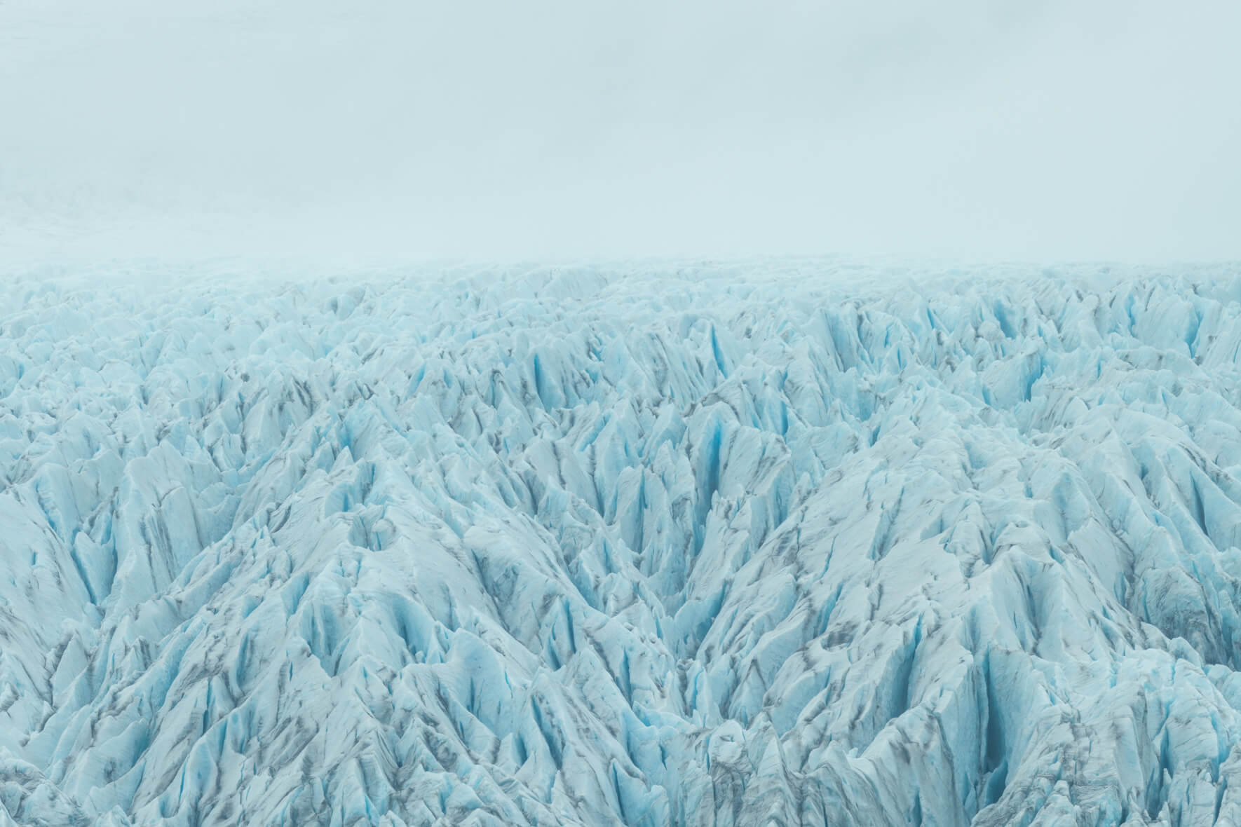 Fjallsjökull glacier in Iceland during a foggy day