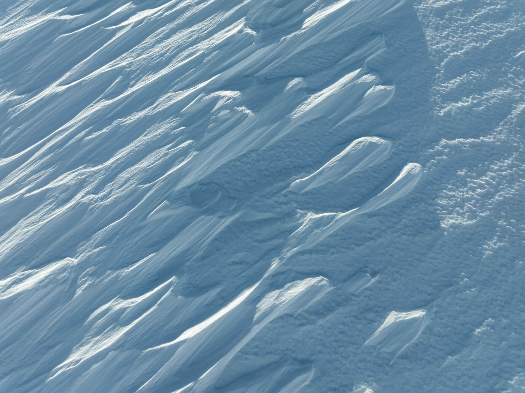 Intricate snow formations creating natural sculptures on the Hardangervidda plateau