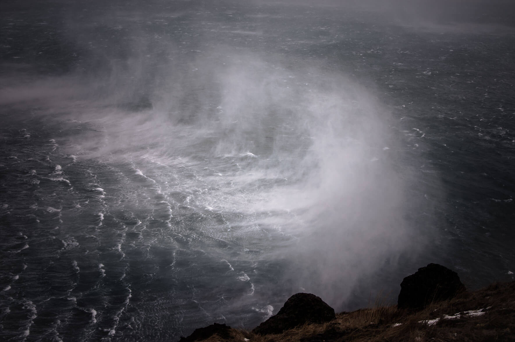 Storm over the Breiðafjörður bay in Iceland