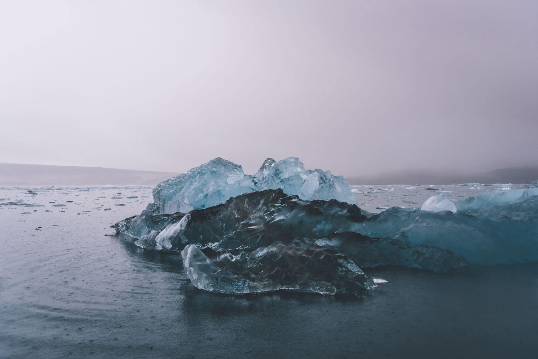 Icebergs floating in the waters of Svalbard, Norway