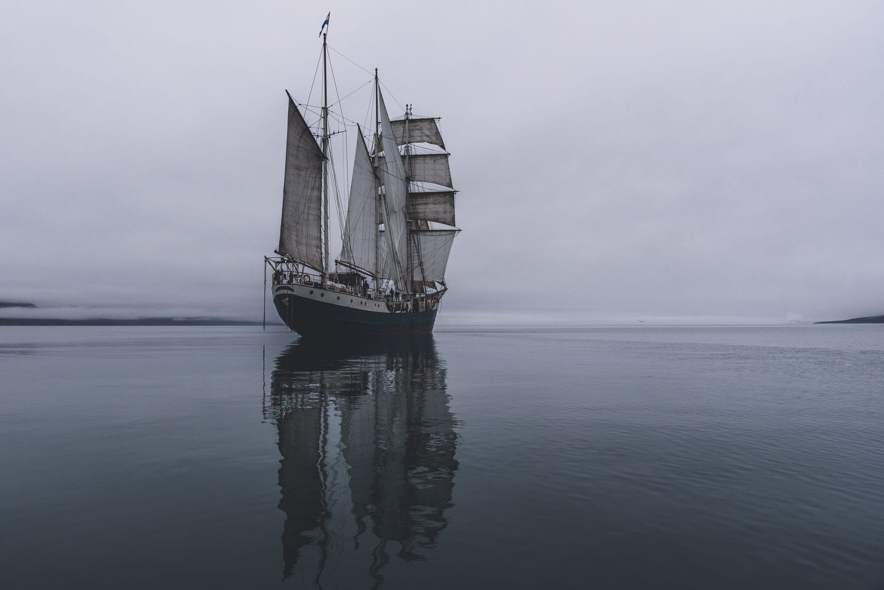 Three-mast sailing ship Antigua in Svalbard - built in 1957 in Thorne (UK)